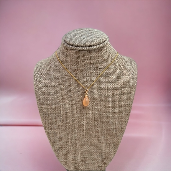Peach Moonstone Necklace Gemstone Crystal - Picture 4 of 6